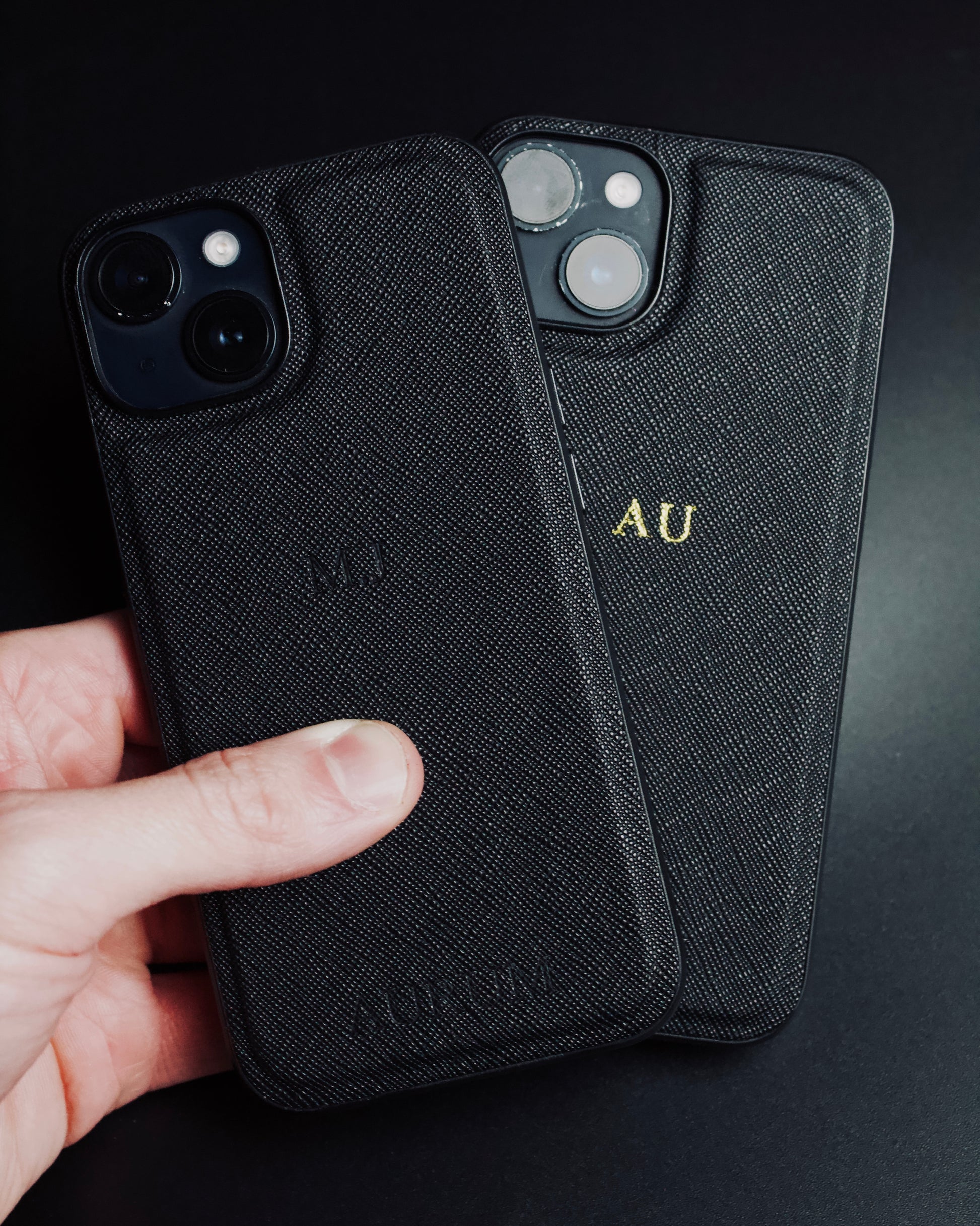 Midnight Black Luxury iPhone Case with Custom Gold Initials – AURUM